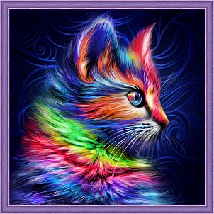 "Разноцветный котенок" - Картина стразами (набор), 30х30 см, АЖ-1777