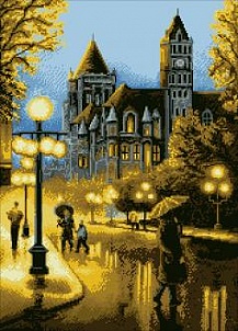 "Сумерки города" - Картина стразами (набор), 50х60 см, АЖ-354