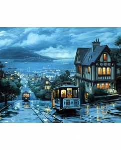 "Ночной трамвай" - Картина стразами (Снимается с производства), 48х38 см, WD104