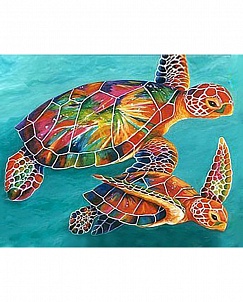 "Морские черепахи" - Картина стразами (набор), 48х38 см, WD064