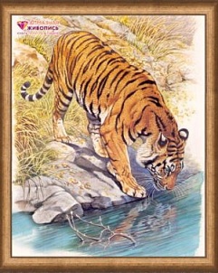 "Тигр у реки" - Картина стразами (набор), 40х50 см, АЖ-1523