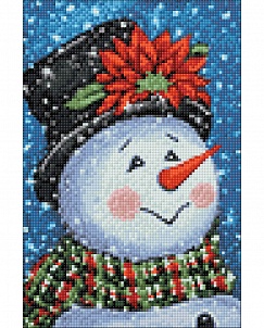 "Нарядный снеговик" - Картина стразами (набор), 20х30 см, WD2437