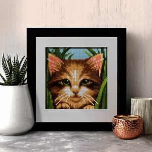 "Зеленоглазый котенок"- Картина стразами (набор), 15х15 см, АЖ-1640