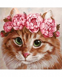 "Весенняя кошка" - Картина стразами (набор), 20х20 см, WD270