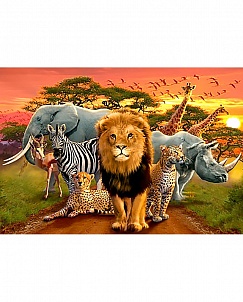 "Африканские звери" - Картина стразами (набор), 70х48 см, WD2403