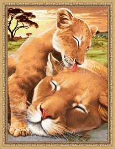 "Львенок с мамой" - Картина стразами (набор), 30х40 см, АЖ-1740