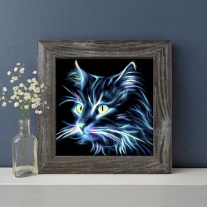 "Неоновый кот" - Картина стразами (набор), 25х25 см, АЖ-1709