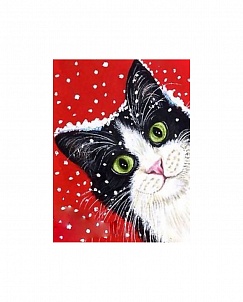 "Праздничный кот" - Картина стразами (набор), 15х20 см, WD2432