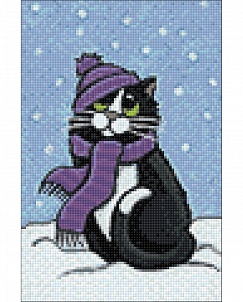 "Зимний кот" - Картина стразами (набор), 19х27 см, WD2321