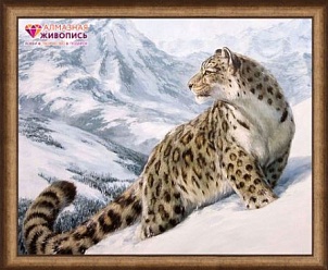 "Снежный барс" - Картина стразами (набор), 50х40 см, АЖ-1520